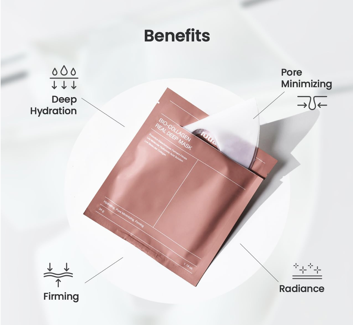 Deep Collagen Hydrogel Facial Mask for Radiant Skin - Hydrating Overnight Treatment with Low Molecular Weight Collagen for Lifting, Firming, and Moisturizing