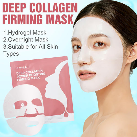 Advanced Deep Collagen Overnight Face Mask - Bio-Collagen Hydrogel Formula for Hydration, Firmness, and Pore Minimization (40g x 5) - Ideal Mother's Day Gift