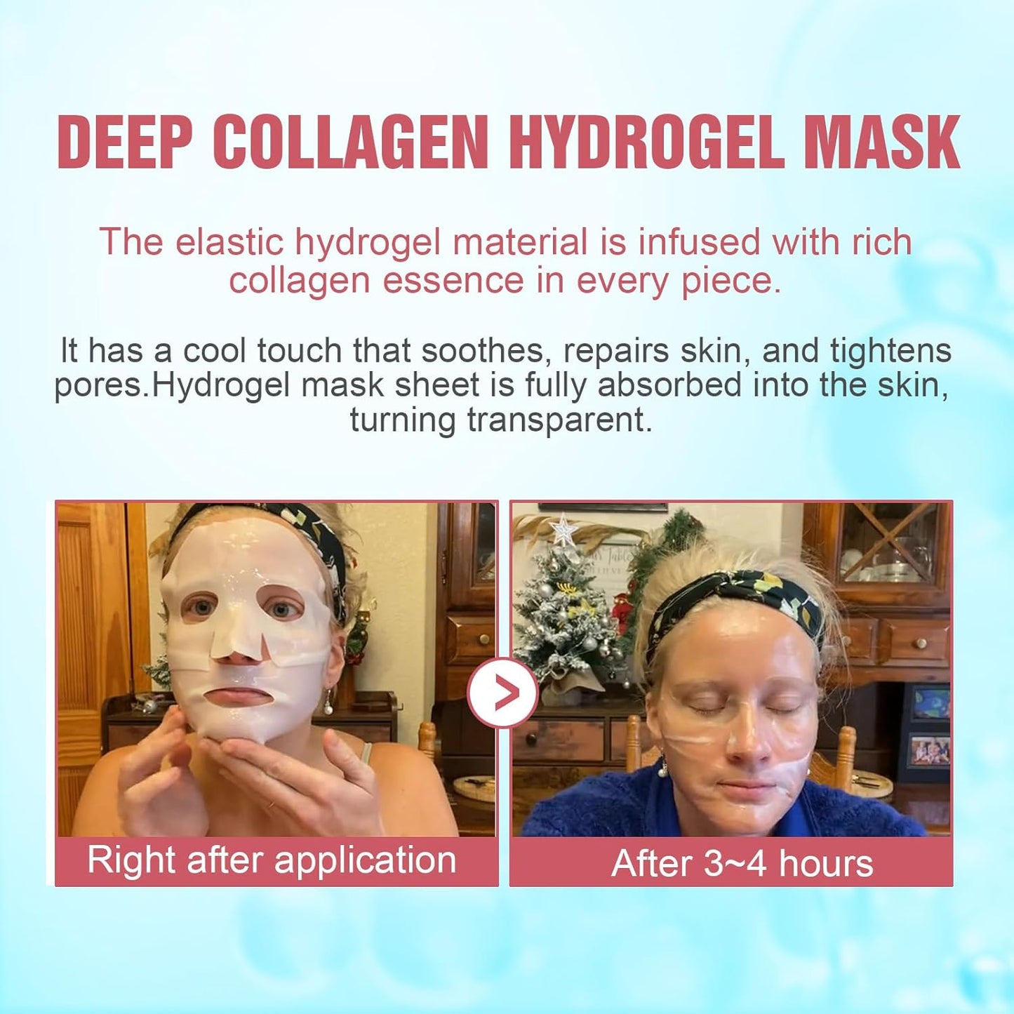 Advanced Deep Collagen Overnight Face Mask - Bio-Collagen Hydrogel Formula for Hydration, Firmness, and Pore Minimization (40g x 5) - Ideal Mother's Day Gift